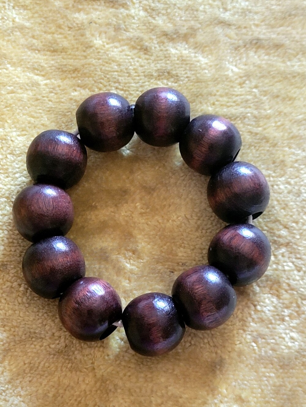 Vintage Rosewood Beaded  Stretch Elastic Bracelet in Deep Rich Dark Brown
